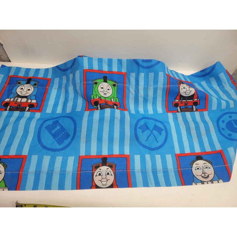 Vtg Thomas & Friends Dan River Window Valance‎ Blue Striped Train 2001 USA 82x17